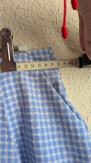 Shorts-Falda Azul Vichy a cuadros