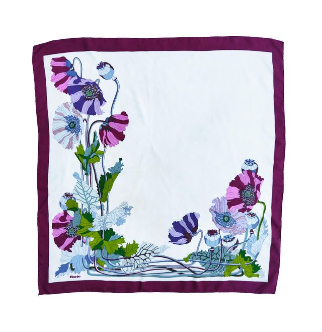 Fiorio Milano Vintage 70's Silk Scarf Poppies