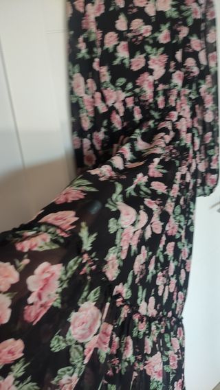 Vestido boho floral negro