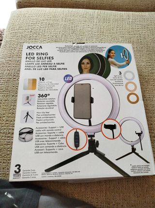 Aro LED Selfie Jocca - 3 Luces - 10 Intensidades