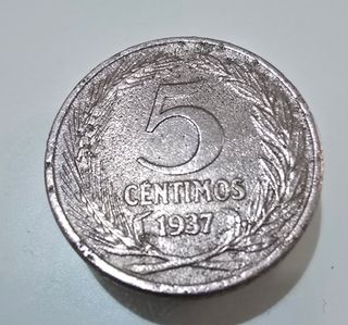 Monedas España 1937: 1 peseta + 5 céntimos