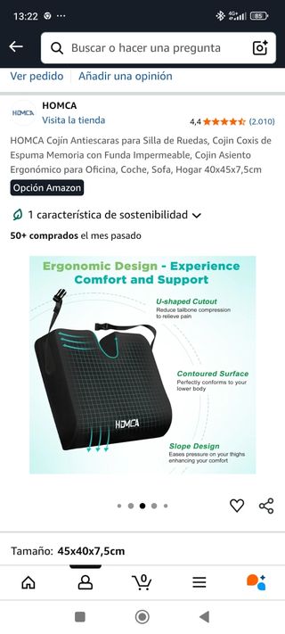 Cojín HOMCA Antiescaras 40x45x7.5cm