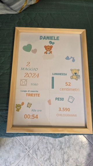 Quadro nascita personalizzato Daniele