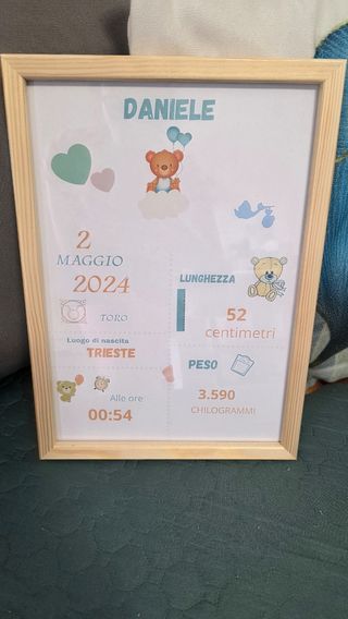 Quadro nascita personalizzato Daniele