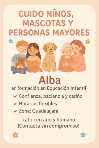 Cuido niños, mascotas y mayores