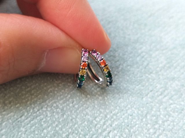 Pendientes aro multicolor plata