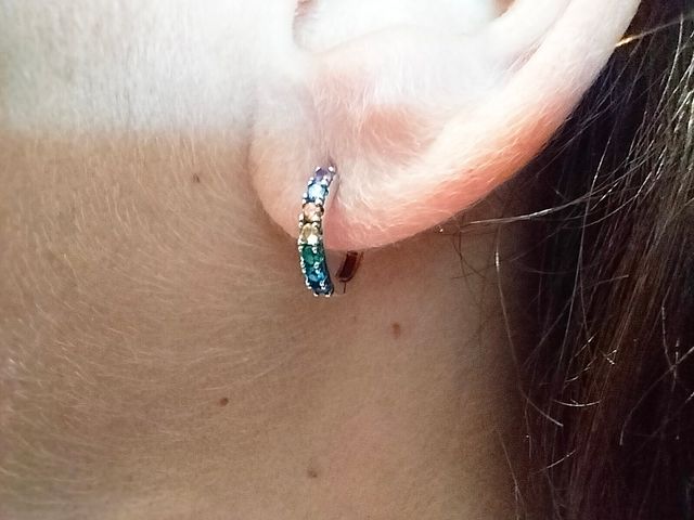 Pendientes aro multicolor plata