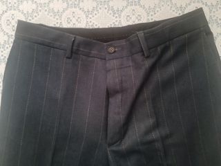 Traje HOMBRE gris/azul-rayas finas.