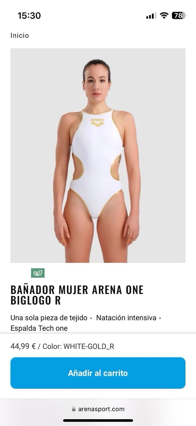 Bañador Arena One Original - Blanco y dorado