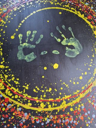 Quadro dipinto a mano con impronte