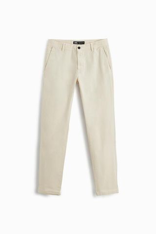 Pantalón Chino Algodón Crema/blanco roto ZARA