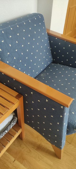 Sillón azul - Butaca madera