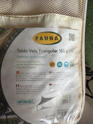 Toldo Vela Triangular FAURA 5x5m Beige