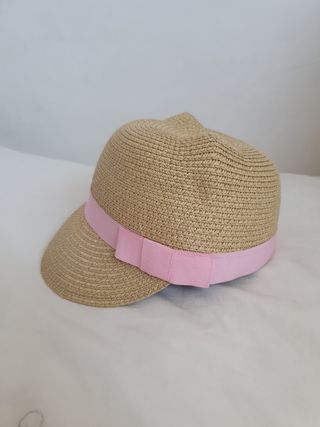 Visera mimbre niña beige/rosa