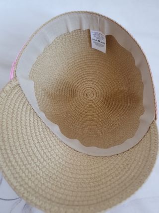 Visera mimbre niña beige/rosa