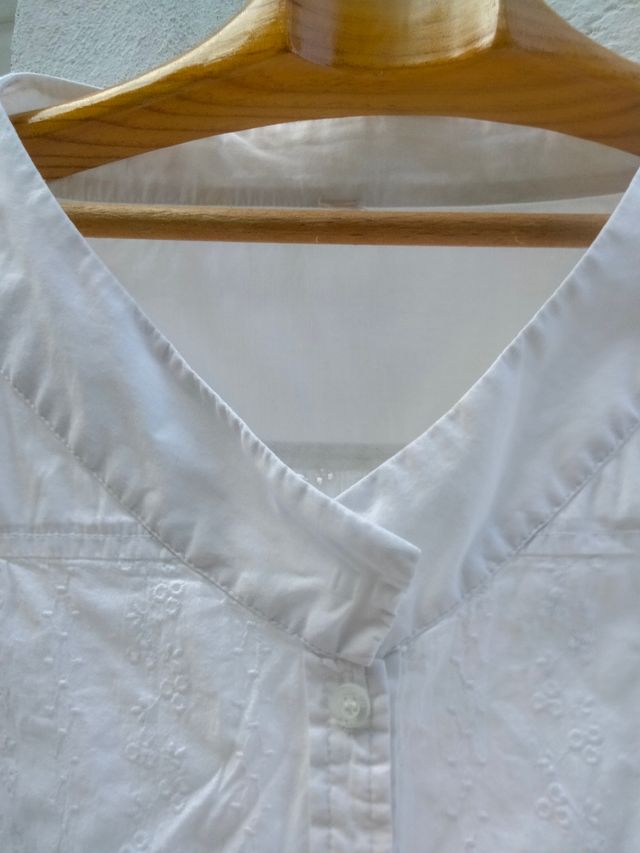 Blusa blanca algodon bordada Zara