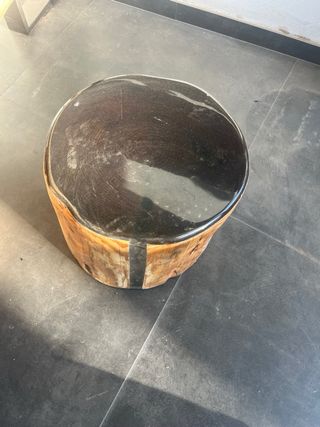 Mesa auxiliar madera maciza y mármol