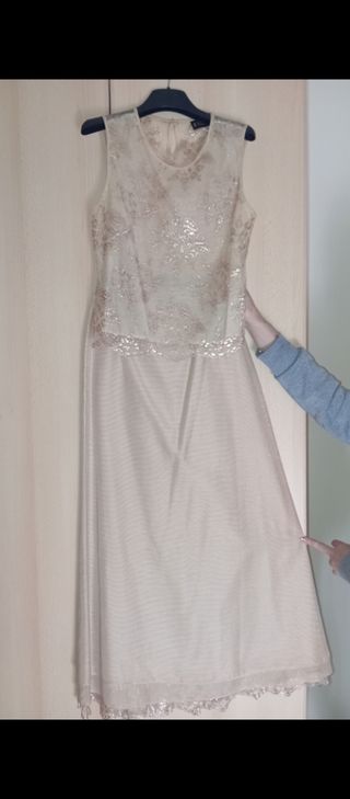  Atelier Blazer gonna lunga e top pizzo oro beige 