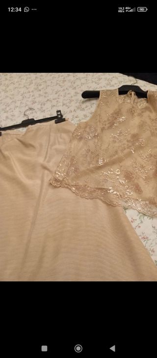 Atelier Blazer gonna lunga e top pizzo oro beige 