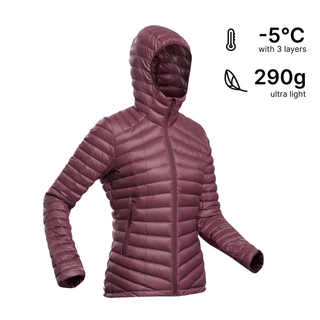 Plumífero de montaña y trekking con capucha Mujer Forclaz