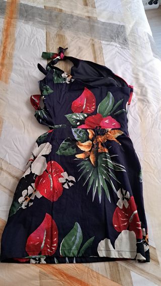 Vestido Flores Azul Marino