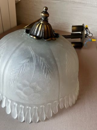 Lampara antigua cristal vintage tulipa leer