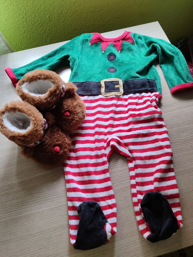 Traje y zapatitos reno bebé Navidad