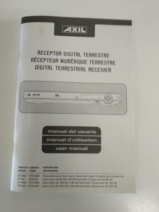 Equipo receptor y grabador tdt axil