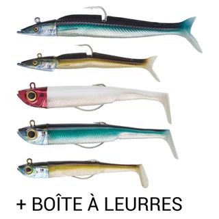 Kit Caja Señuelo Vinilo Pesca Mar BSF M SW