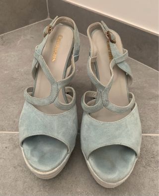 Sandali Carmens con zeppa azzurri