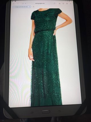 Vestido fiesta verde manga corta