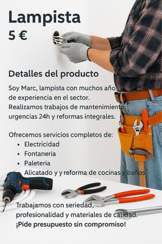 Electricidad, fontanería, paleteria y pintura