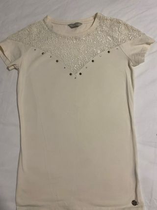top Guess blanco beige de encaje