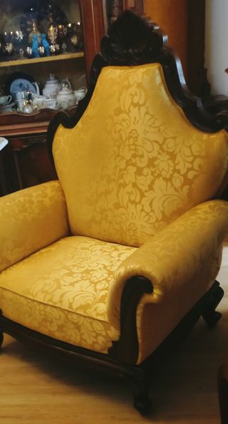 Tresillo antiguo de caoba tapizado Nuevo