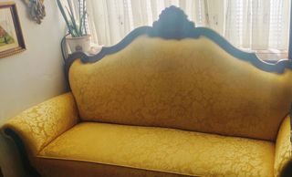 Tresillo antiguo de caoba tapizado Nuevo