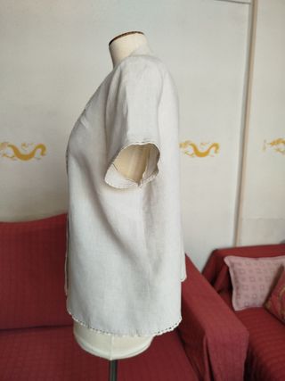 Blusa lino color beige. Talla 46
