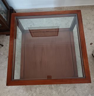 Mesa centro madera cerezo - cristal
