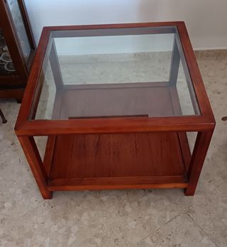 Mesa centro madera cerezo - cristal