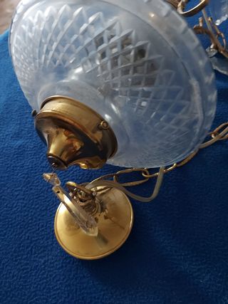 Lámpara bronce y cristal