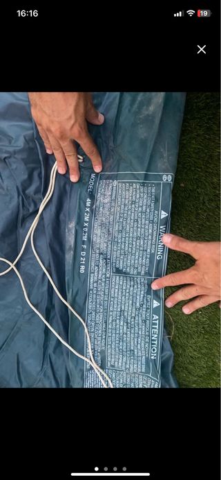 Soporte maceta hierro - negro y lona piscina intex