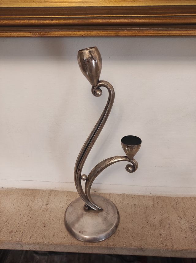 PORTAVELA CANDELABRO PLATA DE LEY ANTIGUO