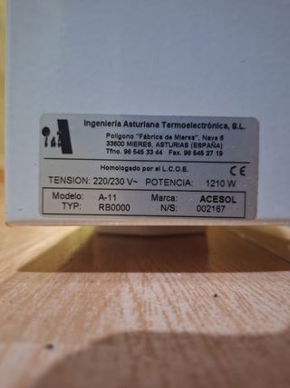 3 Radiadores Acesol eléctricos. Calor azul