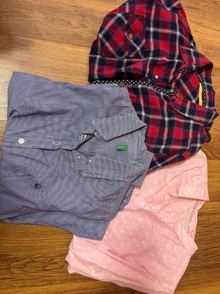 3 Camisas Mujer: Azul, Rosa, Roja
