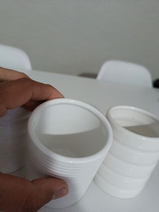 3 Vasos Cerámicos Blancos Decorativos