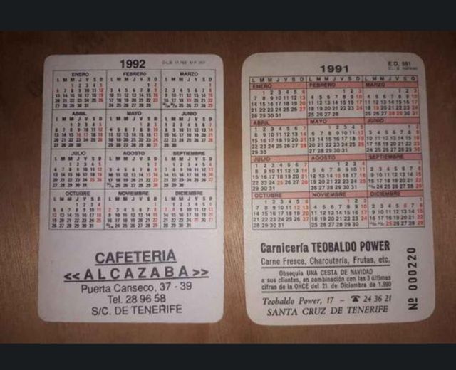4 calendarios CD Tenerife antiguos