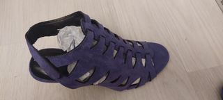 Sandalias tacón aguja ante - moradas