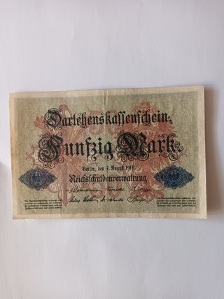 Billete 50 marcos Alemania - antiguo 1914