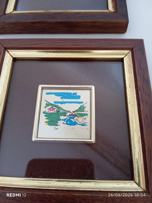 Quadretti vintage paesaggi: 2 cornici legno
