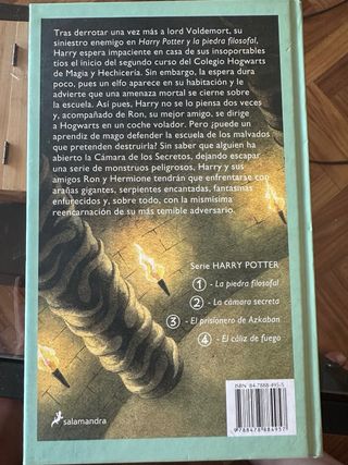 Libro Harry Potter y la cámara secreta