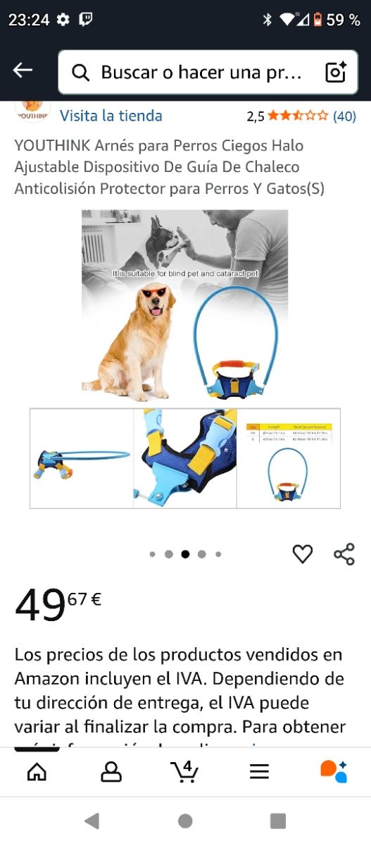 Arnés perro/gato invidente